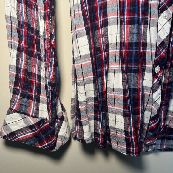 Rails Carmen Button Down Shirt Womens Medium White Navy Red Classic Plaid - Picture 6 of 12